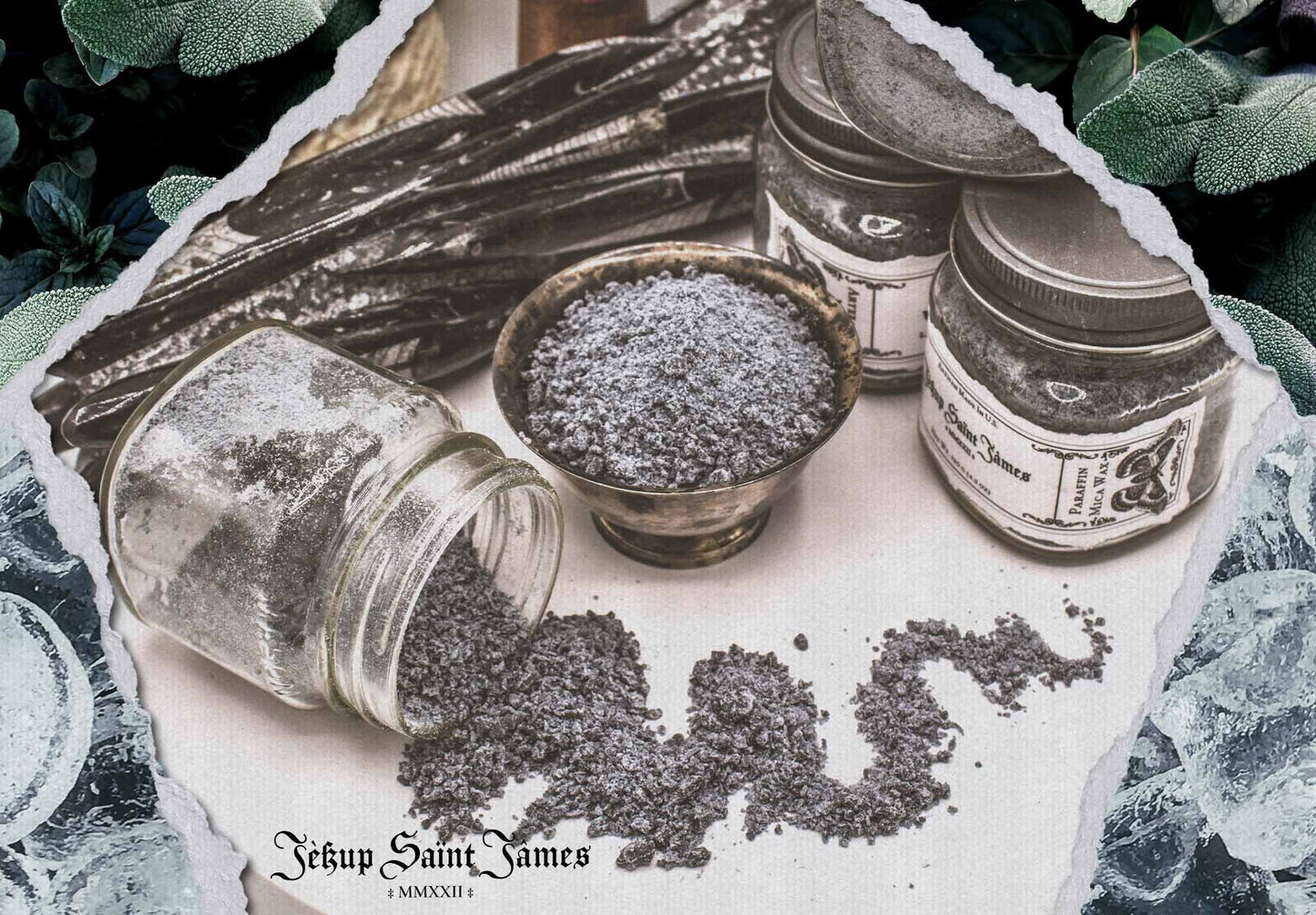 Powdered Wax Melts "Asche von Hekate": Oakmoss, Lavender, Tonka Bean, Sage {120g} Handcrafted With Mica