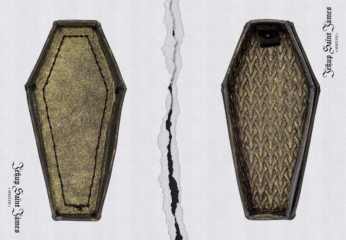 Casper: Leather Coffin Box - Antique Black Gold