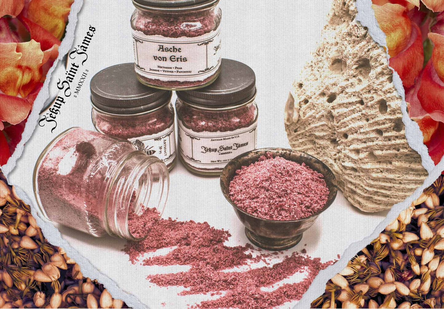 Powdered Wax Melts "Asche von Eris": Pear, Apricot, Vanilla, Lavandin, Patchouli, Vetiver {120g} Handcrafted With Mica
