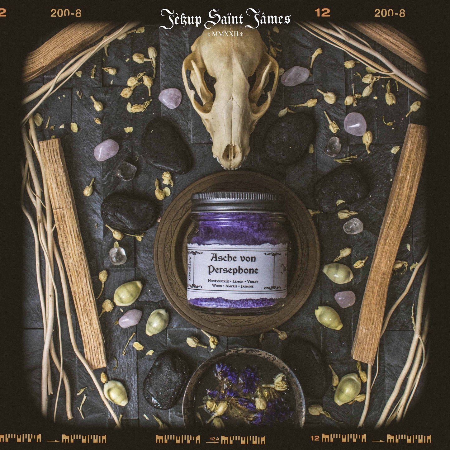 Powdered Wax Melts "Asche von Persephone": Honeysuckle, Violet, Lemon, Jasmine {120g} Handcrafted With Mica