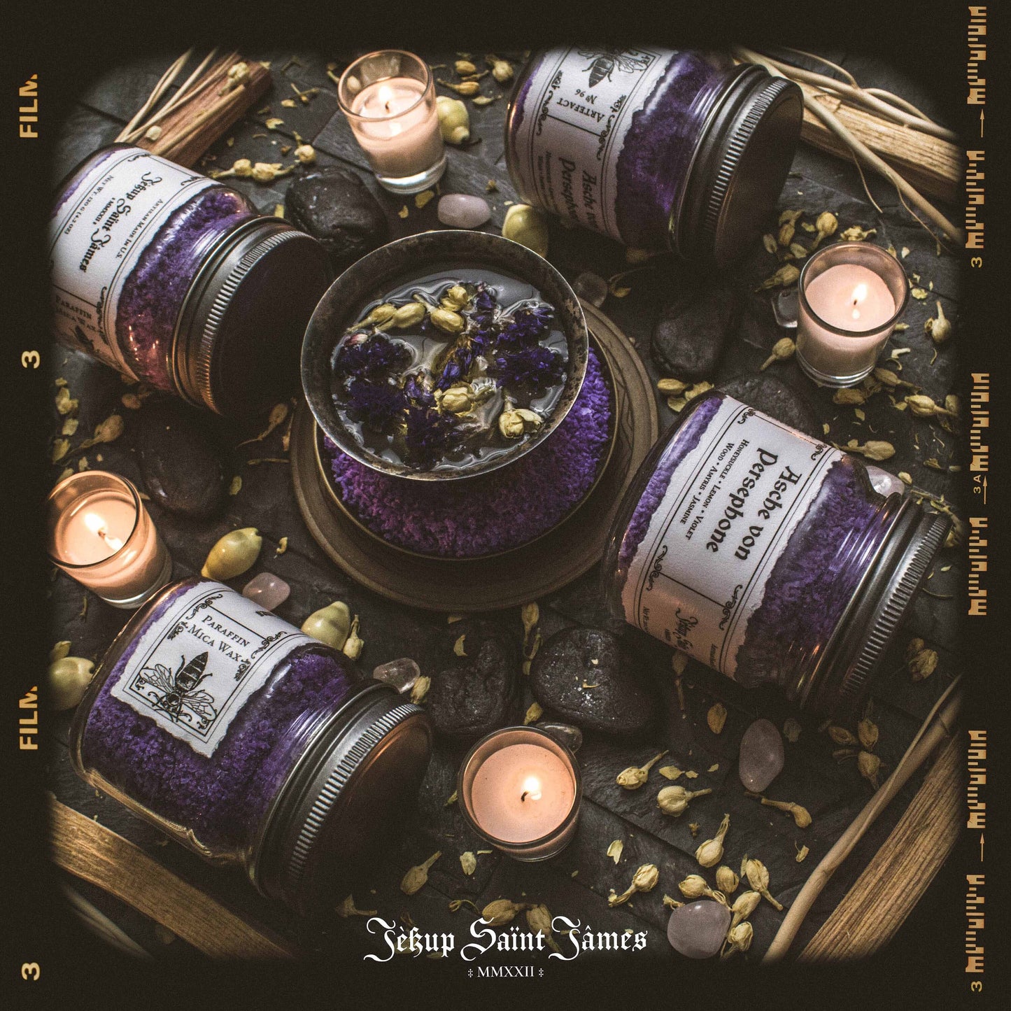 Powdered Wax Melts "Asche von Persephone": Honeysuckle, Violet, Lemon, Jasmine {120g} Handcrafted With Mica