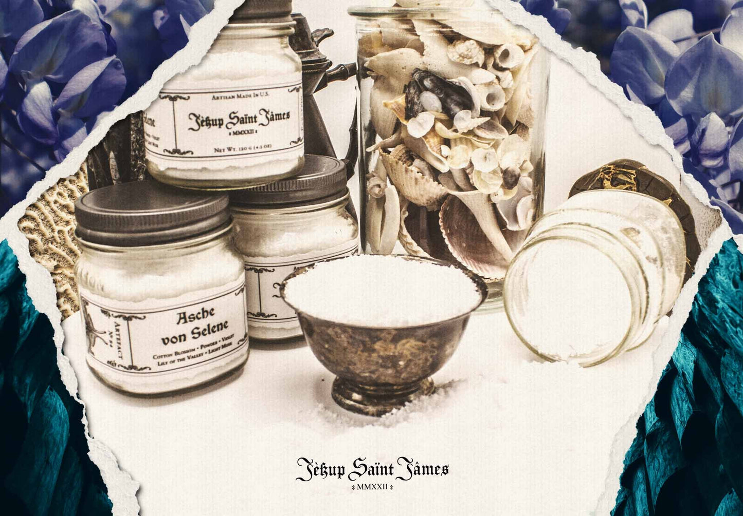 Powdered Wax Melts "Asche von Selene": Cotton Blossom, Violet, Vetiver, Light Musk {120g} Handcrafted With Mica