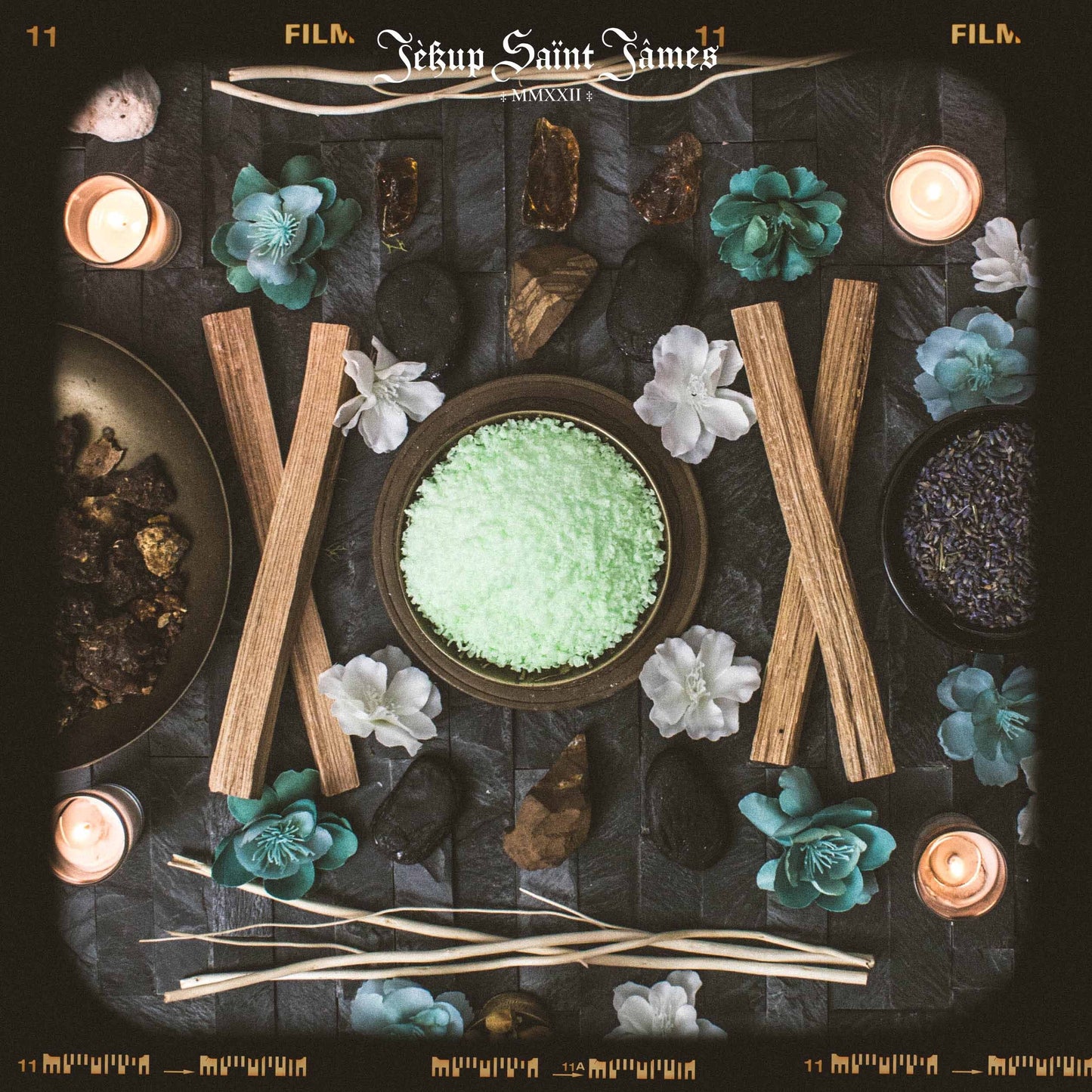 Powdered Wax Melts "Asche von Äskulapius": Anise, Dark Musk, Eucalyptus, Black Currant {120g} Handcrafted With Mica