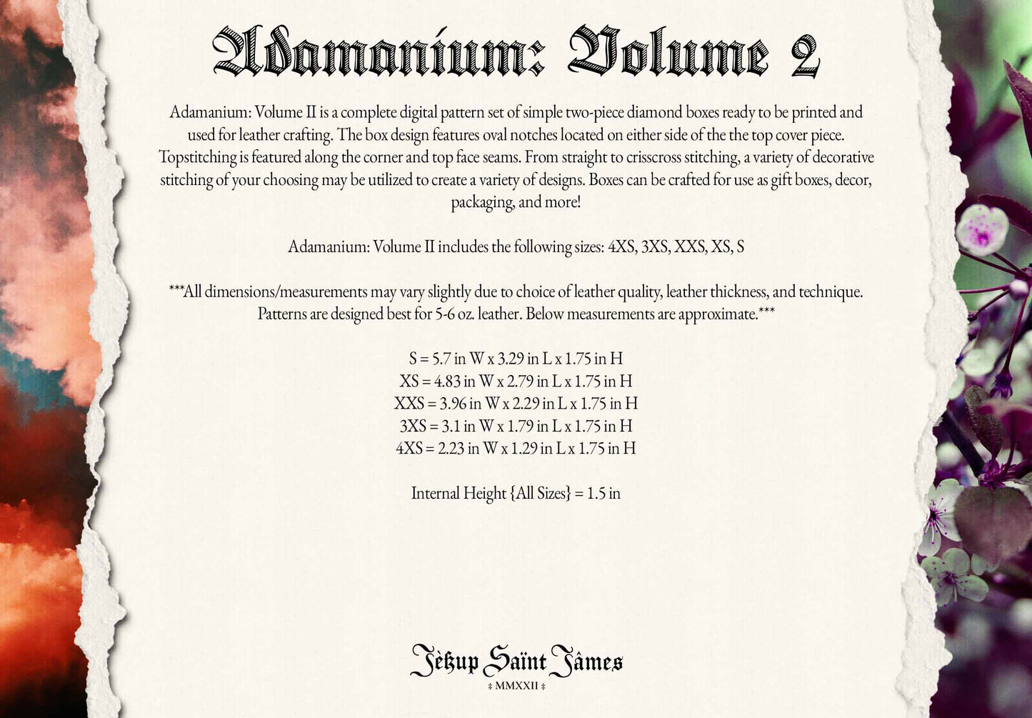 Adamanium: Vol. II: Diamond Leather Box Sewing Digital Pattern {5 Sizes}