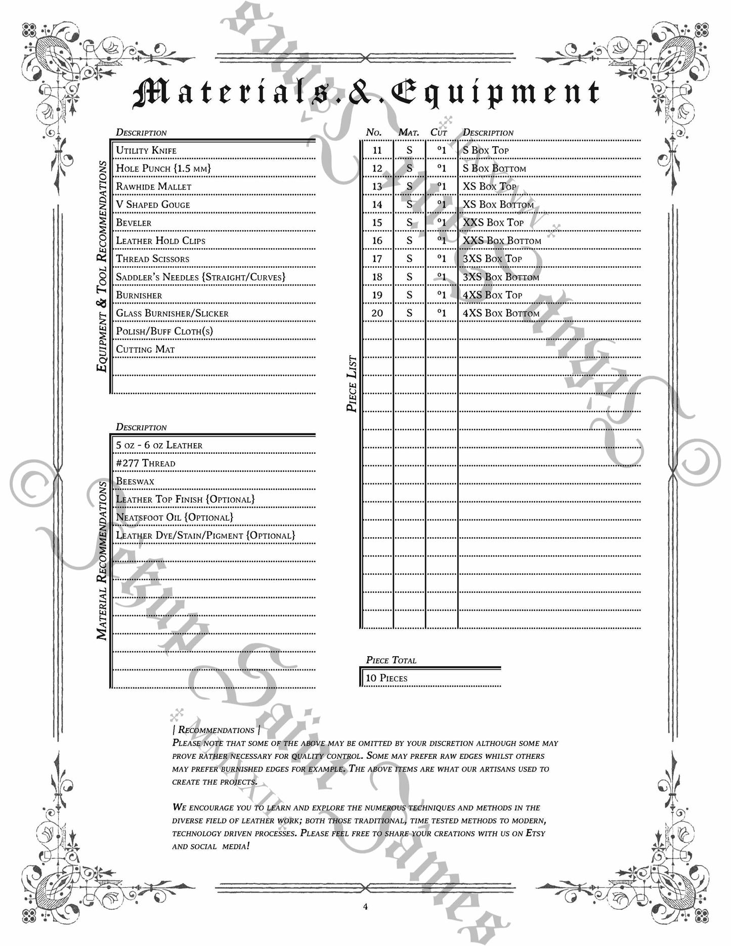 Orthanium: Vol. II: Rectangular Leather Box Sewing Digital Pattern {5 Sizes}