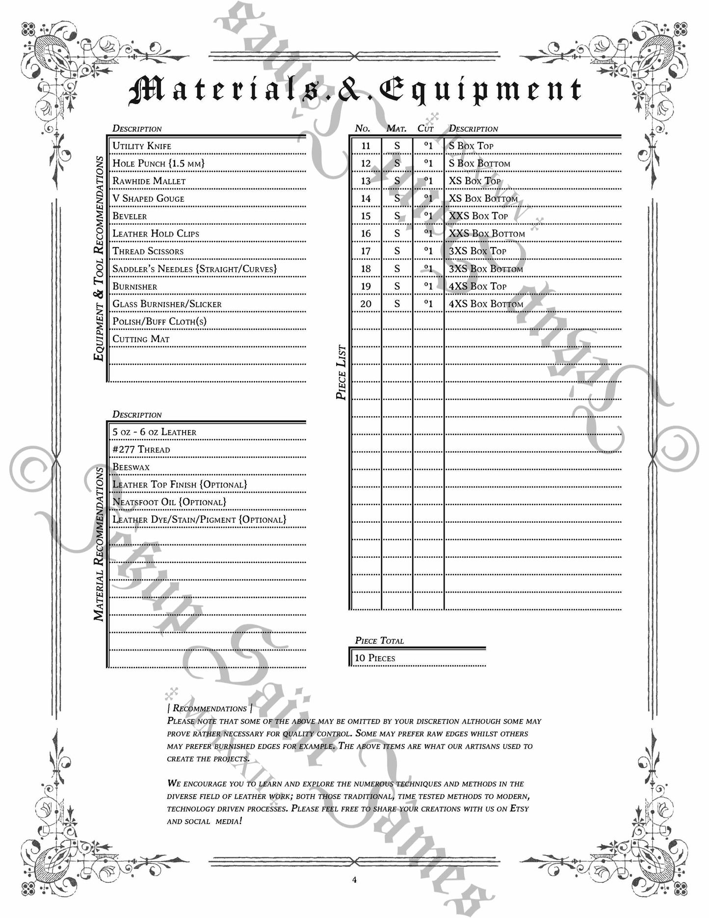 Quadanium: Vol. II: Rectangular Leather Box Sewing Digital Pattern {5 Sizes}