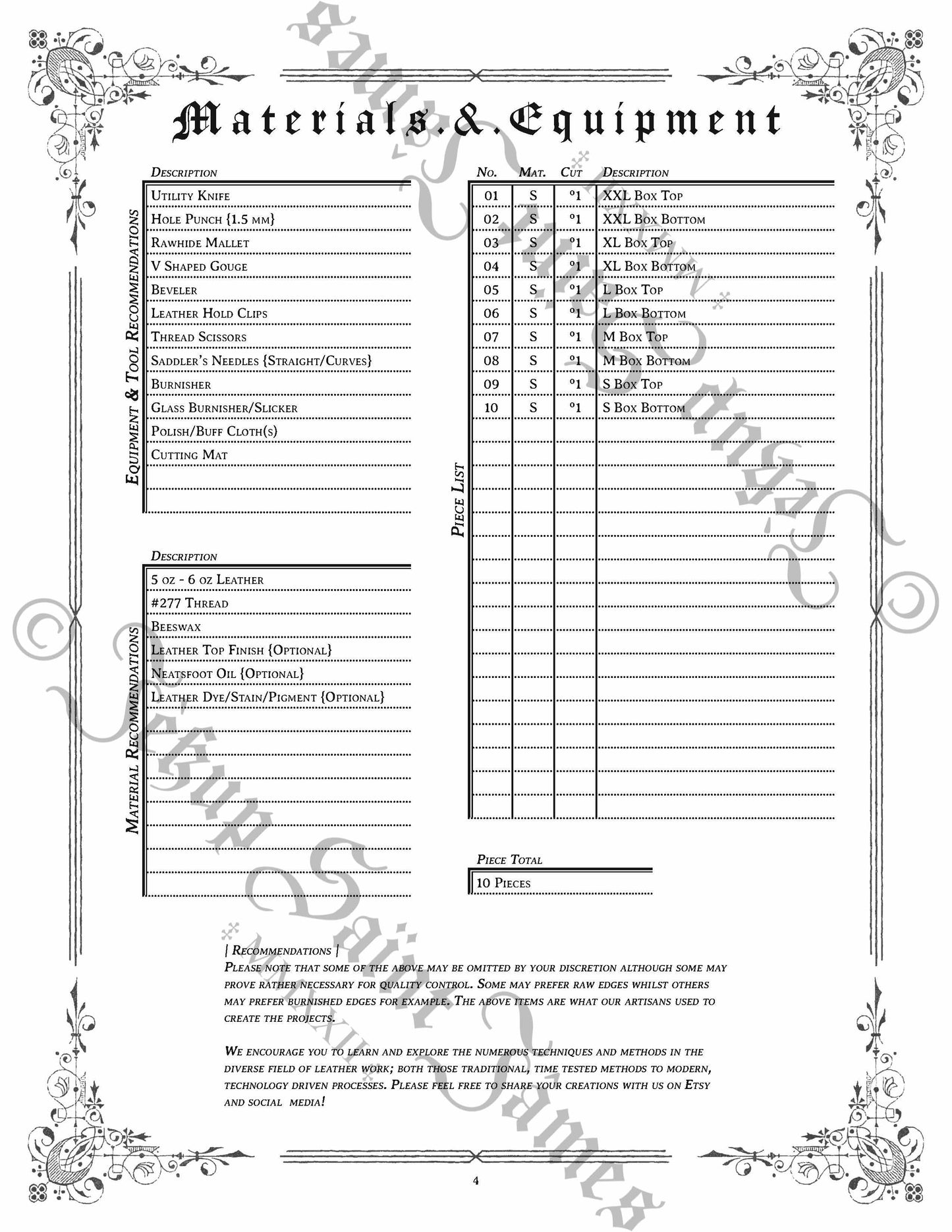 Quadanium: Vol. I: Rectangular Leather Box Sewing Digital Pattern {5 Sizes}