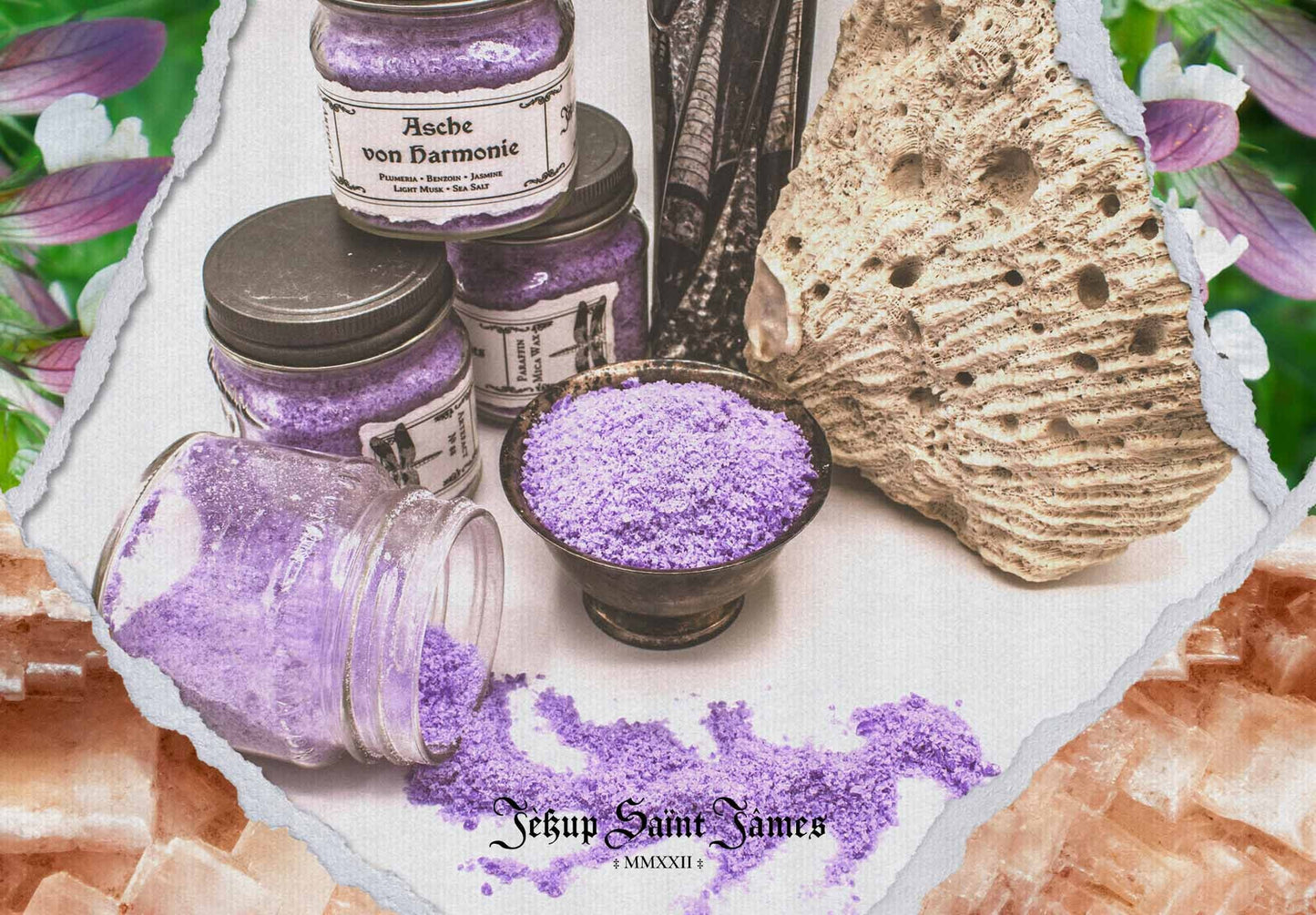Powdered Wax Melts "Asche von Harmonie": Plumeria, Ylang Ylang, Sea Salt, Light Musk {120g} Handcrafted With Mica