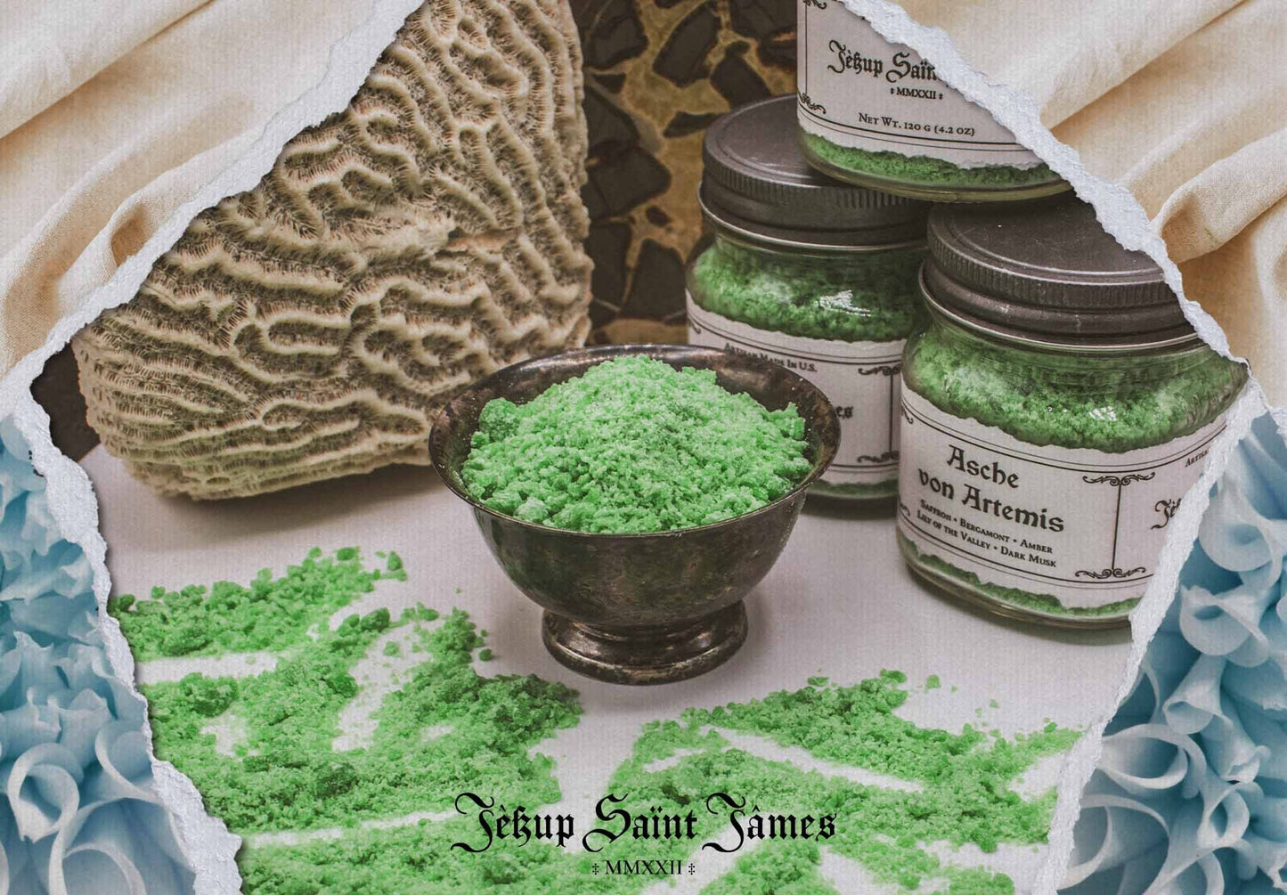 Powdered Wax Melts "Asche von Artemis": Bergamot, Dark Musk, Vetiver, Saffron {120g} Handcrafted With Mica