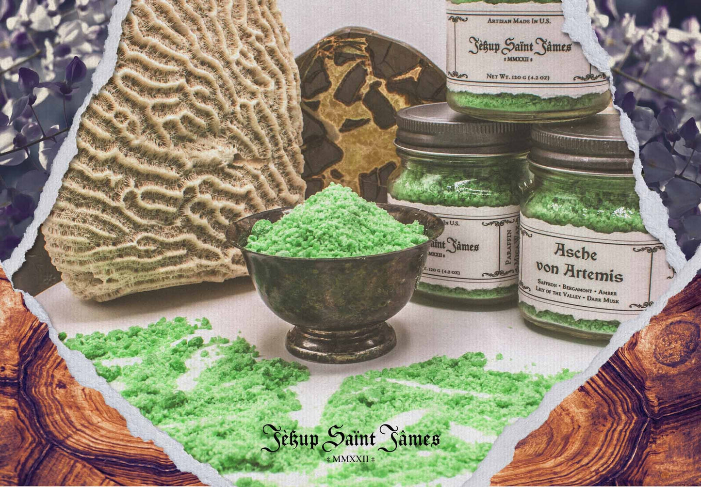 Powdered Wax Melts "Asche von Artemis": Bergamot, Dark Musk, Vetiver, Saffron {120g} Handcrafted With Mica