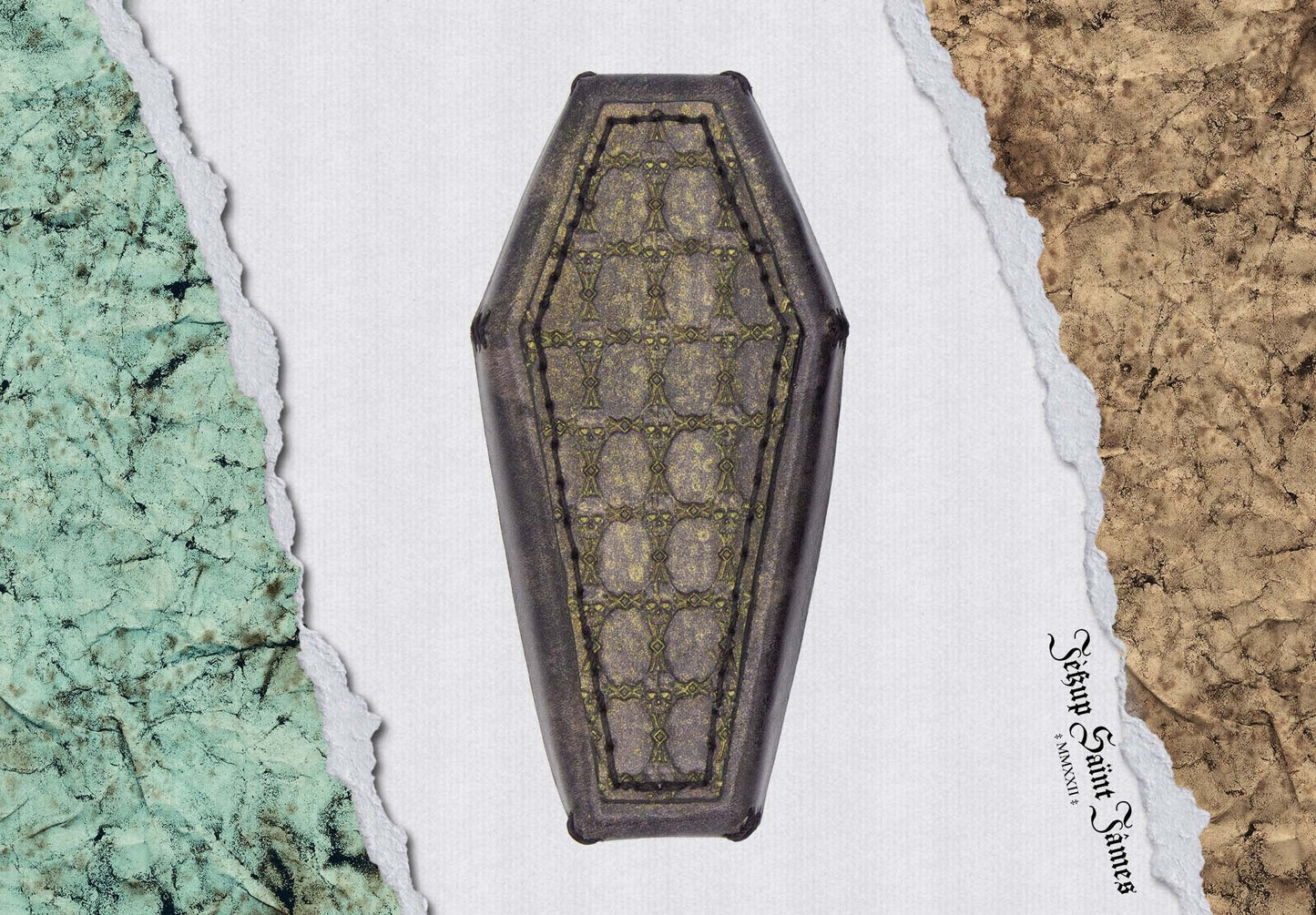 Necraux: Leather Coffin Box - Antique Black Gold