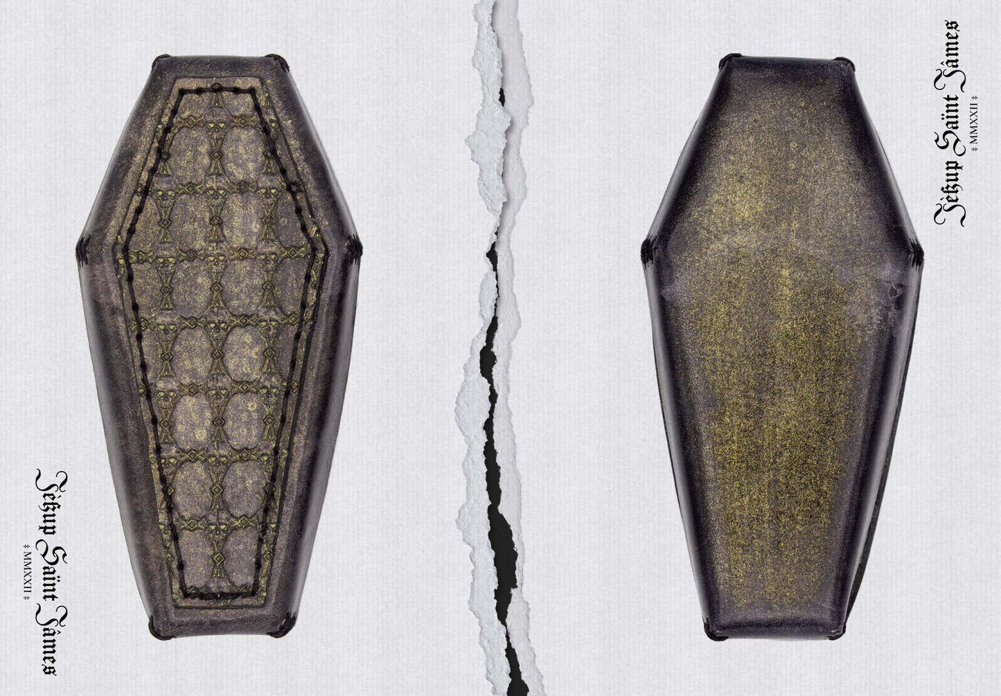 Necraux: Leather Coffin Box - Antique Black Gold