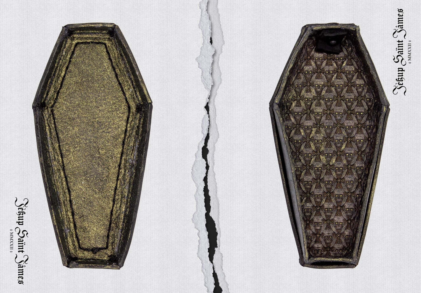 Necraux: Leather Coffin Box - Antique Black Gold