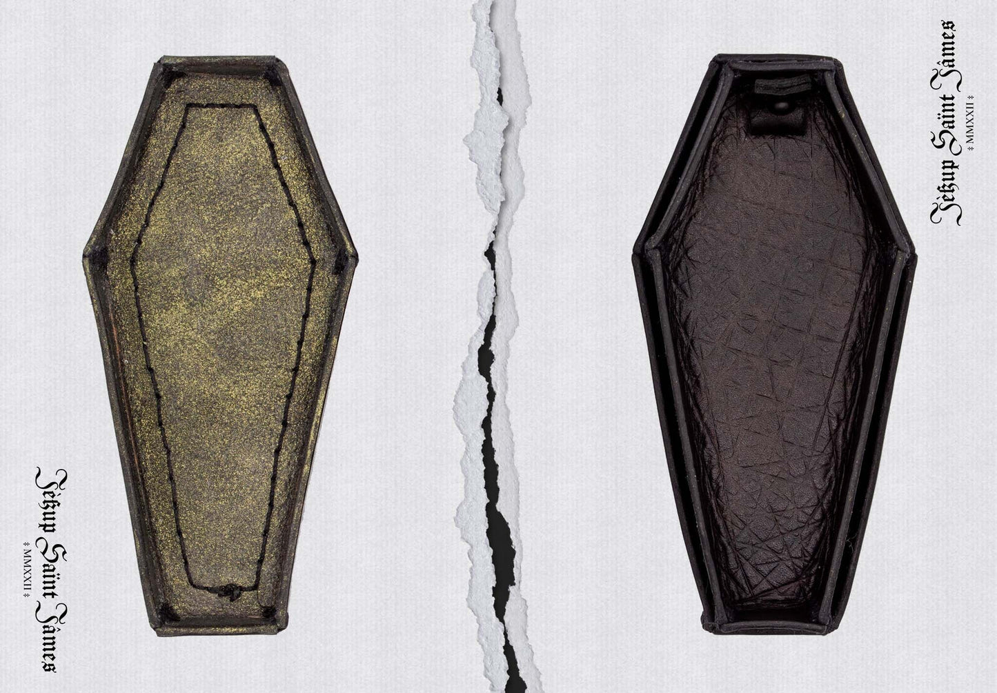 Luirlan: Leather Coffin Box - Antique Black Gold Multi