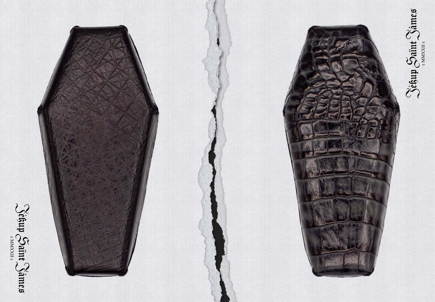 Rinaldion: Leather Coffin Box - Aged Black Multi