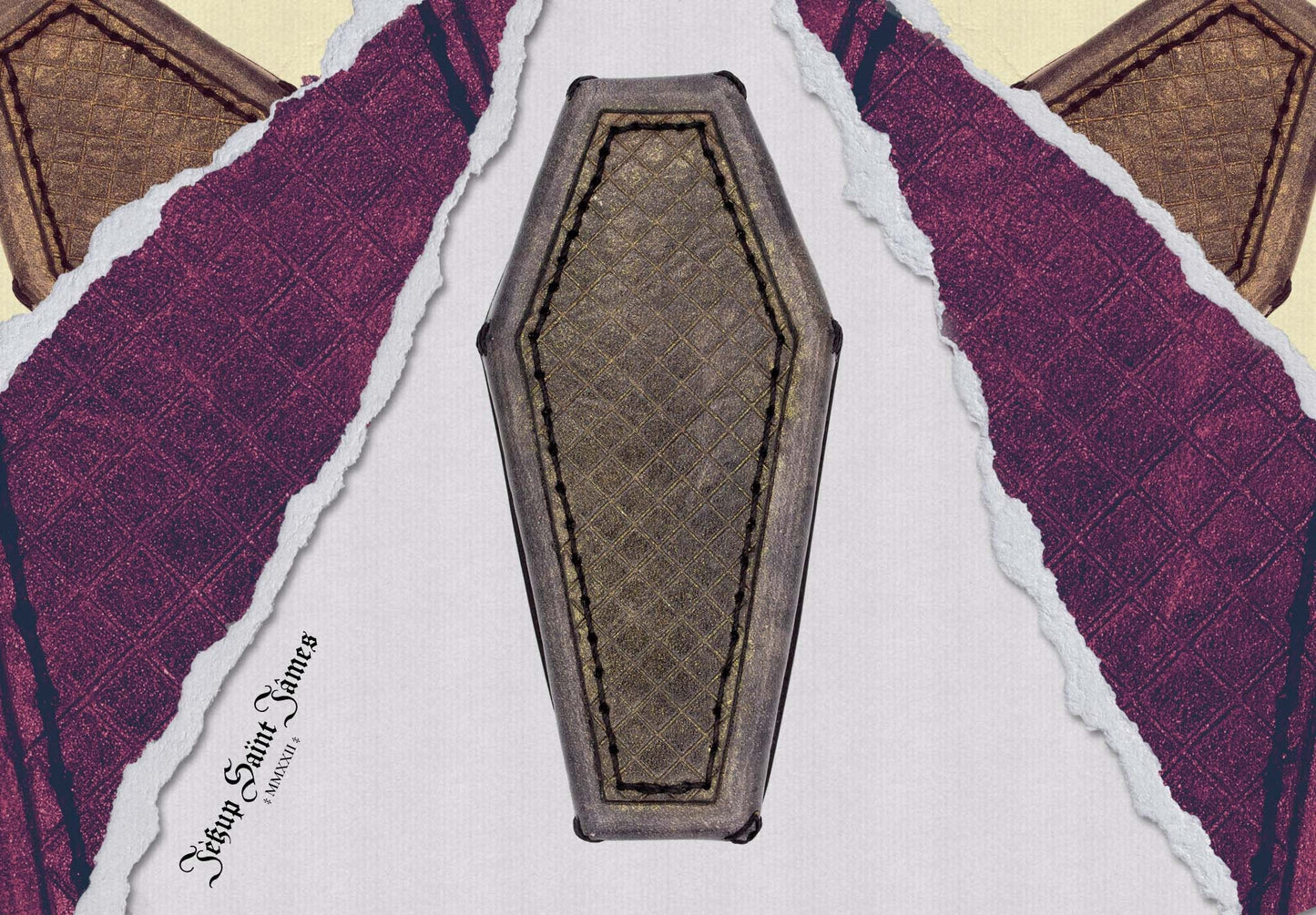 Luirlan: Leather Coffin Box - Antique Black Gold Multi