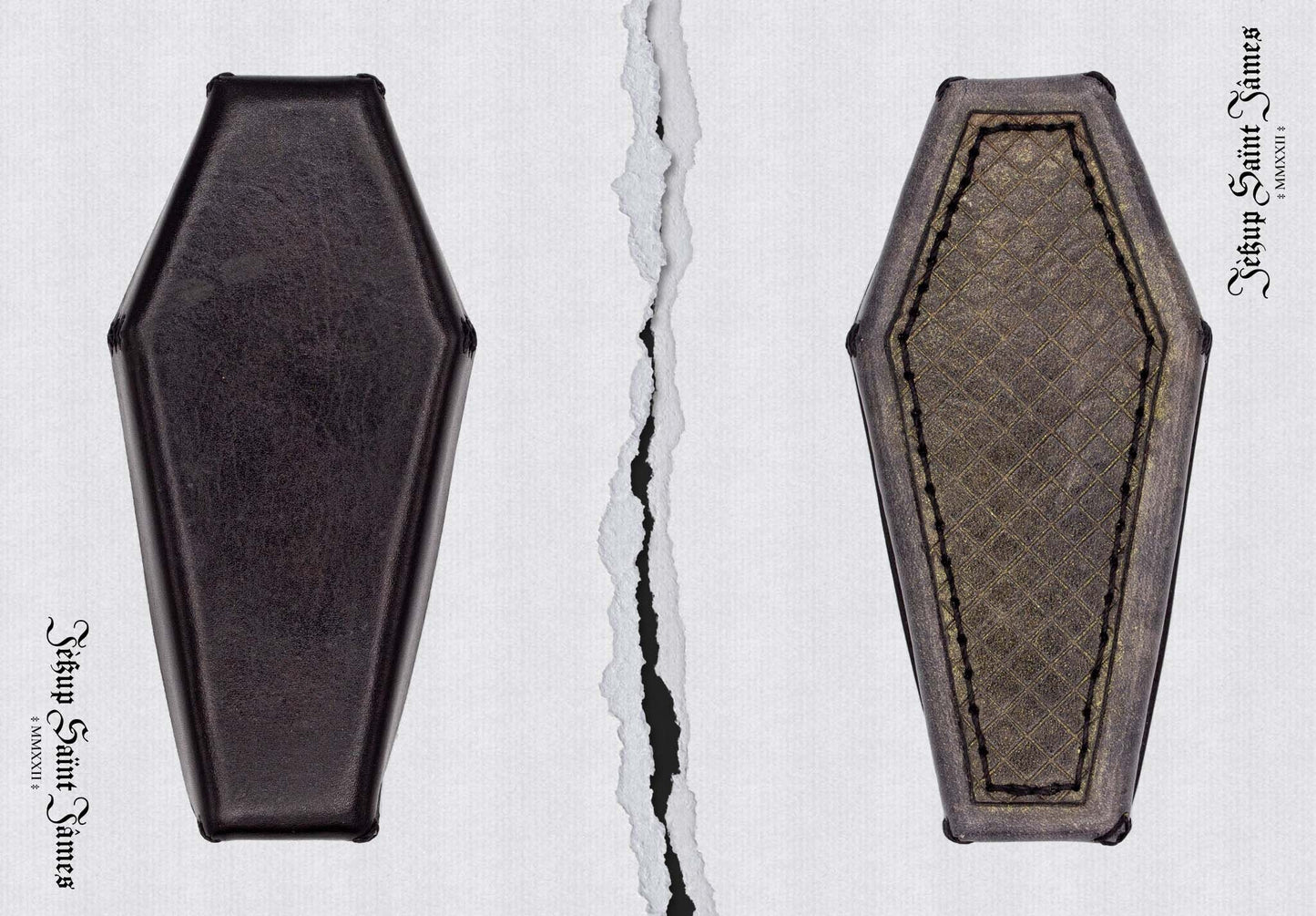 Luirlan: Leather Coffin Box - Antique Black Gold Multi