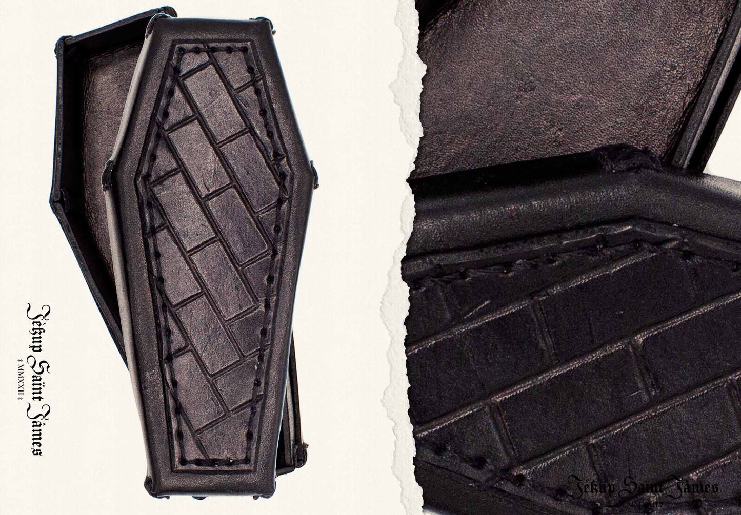 Riquin: Leather Coffin Box - Aged Black